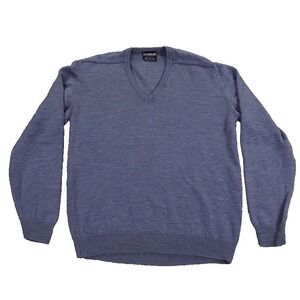VTG Fitwear Superwash Wool V-Neck Sweater Men's Size 42 (22) Blue Made Australia